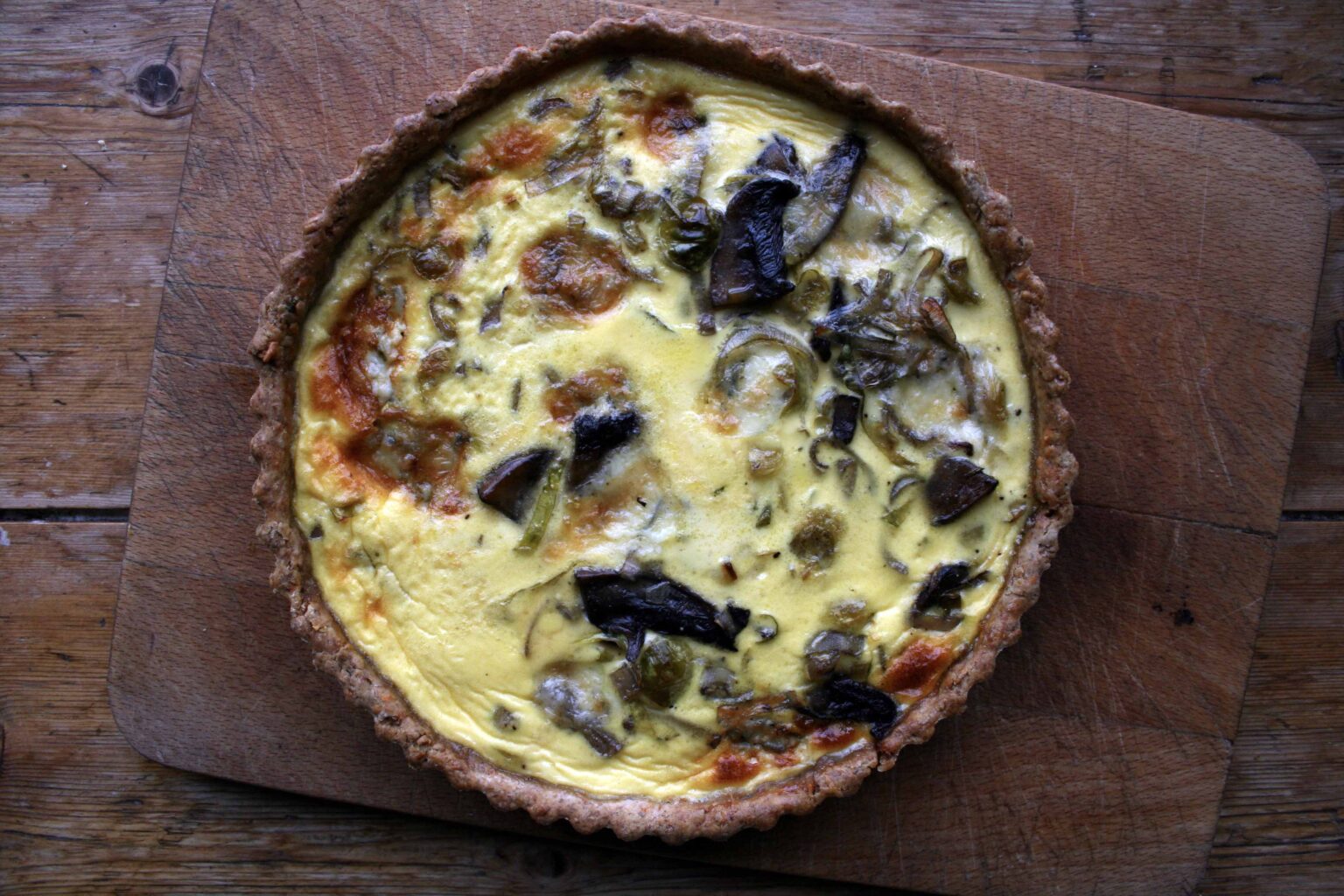 mushroom, Brussels sprouts and blue cheese quiche - Dom in the Kitchen