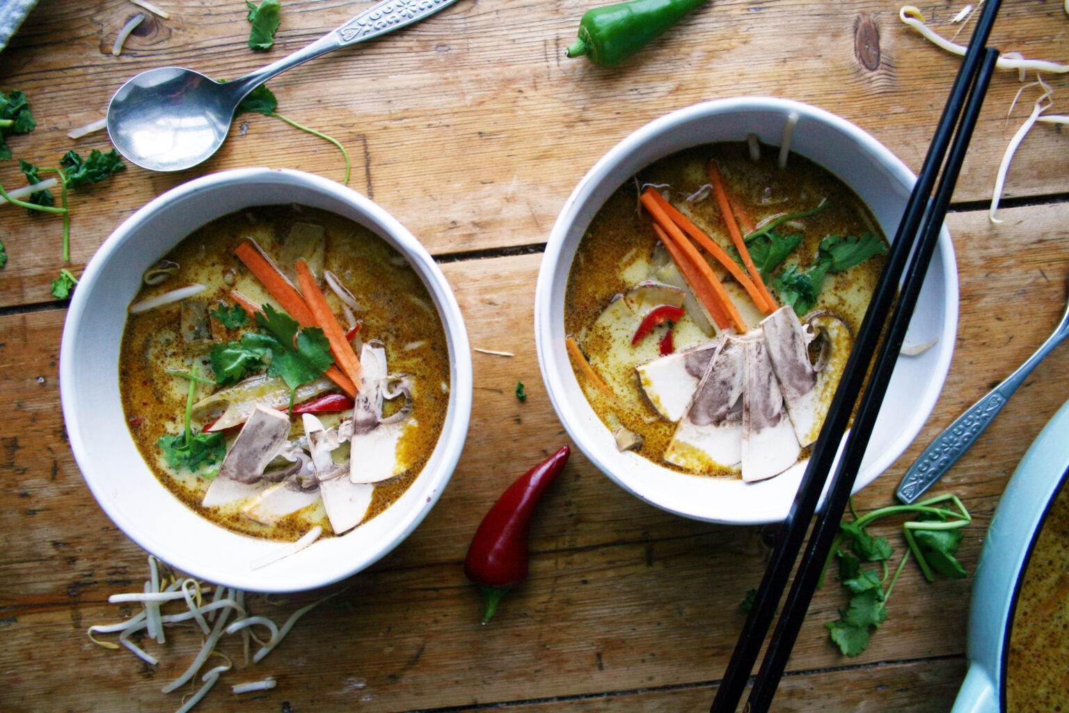 coconut and basil chilli noodle soup - Dom in the Kitchen