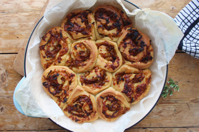 cheese and onion swirl buns