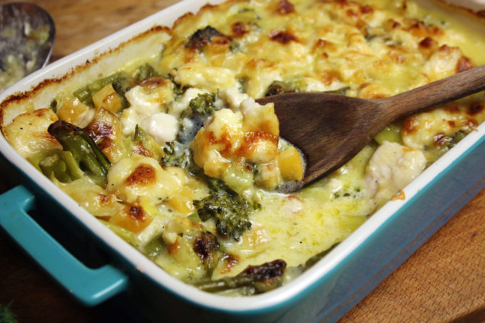 fish and broccoli gratin